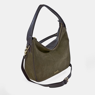 Bolso "EL CABALLO" asa hombro y bandolera serraje color verde - Imagen 2