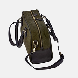 Bolso "EL CABALLO" dos asas cortas y bandolera serraje color verde - Imagen 2
