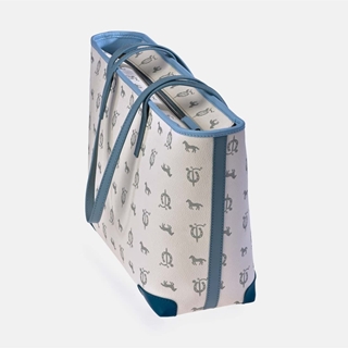 Bolso "EL CABALLO" shopping dos asas blanco detalles azul - Imagen 2