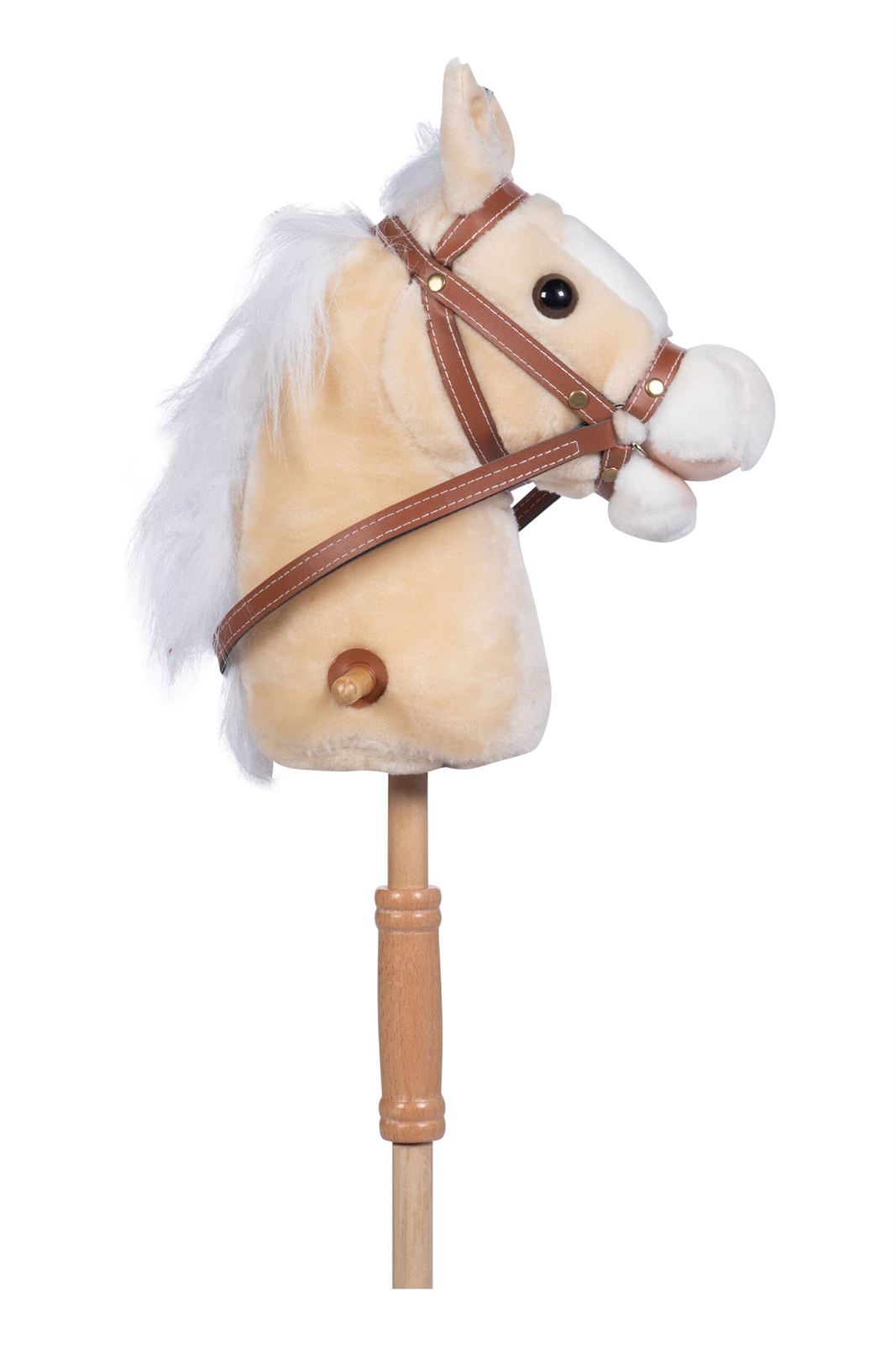 Caballo peluche HKM con palo y ruedas color beige (con sonido) - Imagen 1