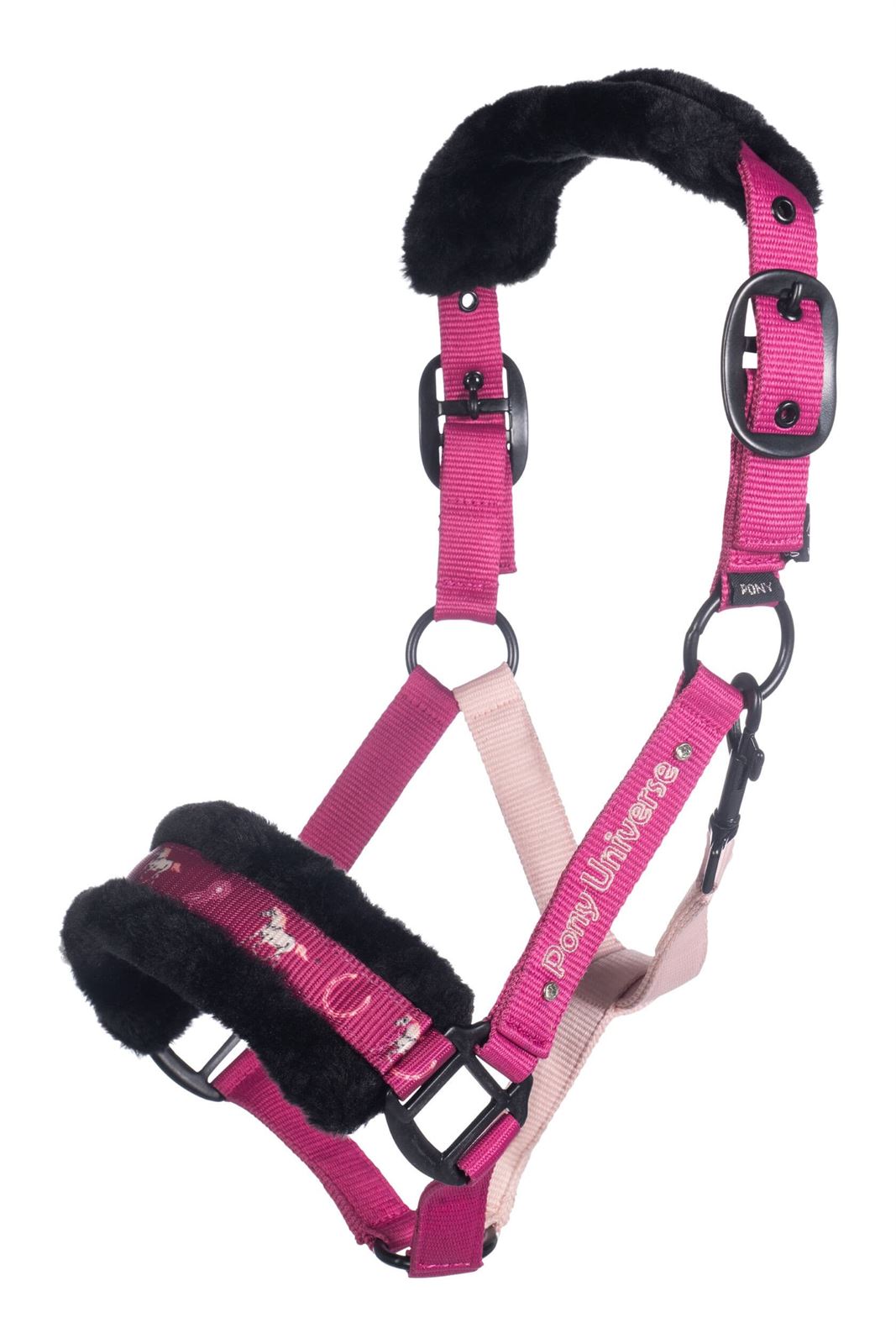 Cabezada cuadra con ramal HKM Sports Equipment Polly color magenta TALLA PONY - Imagen 1