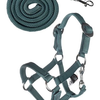Cabezada cuadra y ramal Hobby Horsing HKM Sports Equipment color azul turquesa - Imagen 1