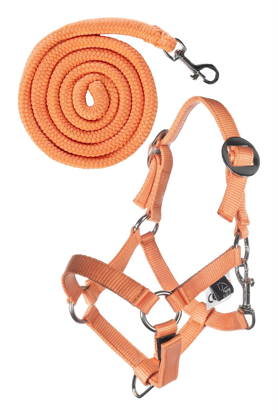 Cabezada cuadra y ramal Hobby Horsing HKM Sports Equipment color naranja - Imagen 1