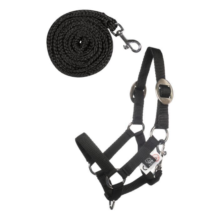 Cabezada cuadra y ramal Hobby Horsing HKM Sports Equipment color negro - Imagen 1