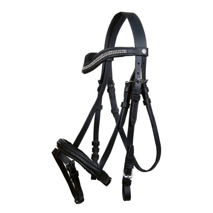 Cabezada de montar de cuero HKM Sports Equipment Little Star color negro TALLA PONY - Imagen 4