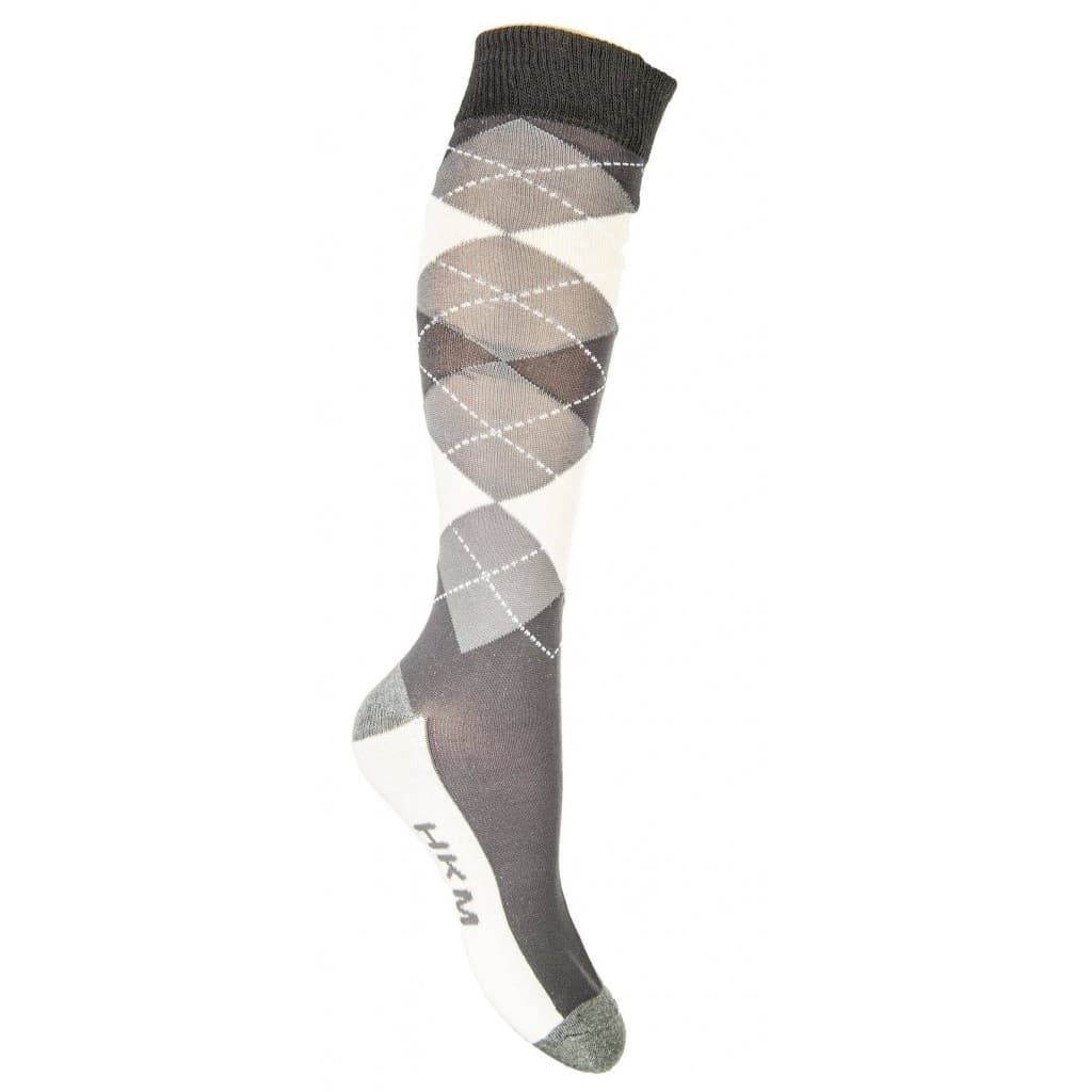 Calcetines finos HKM Sports Equipment, Check classico, rombo gris/beige, talla 35/38 - Imagen 1