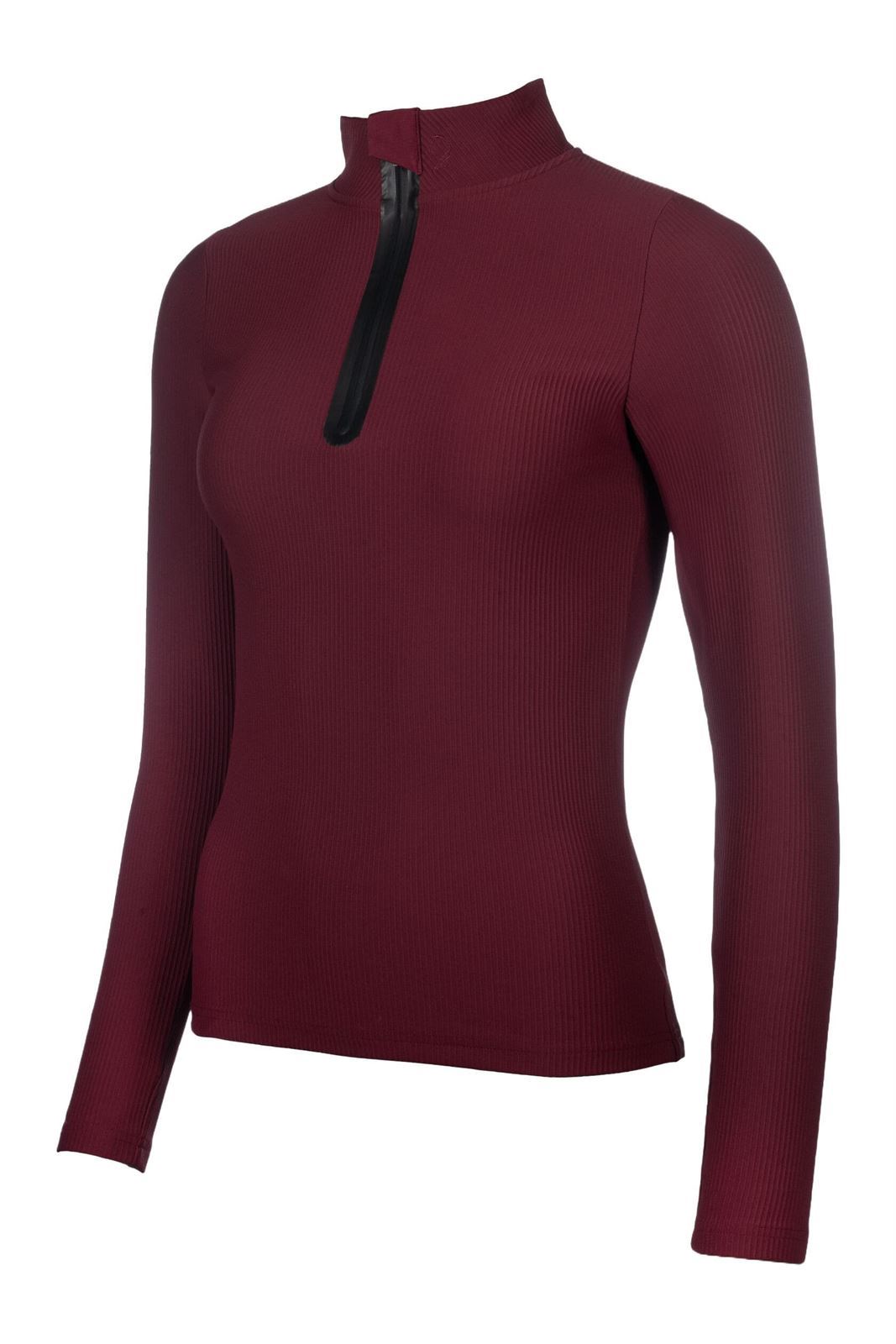 Camiseta técnica mujer HKM Sports Equipment LAURIA GARRELLI Livigno Ribbed color burdeos - Imagen 2