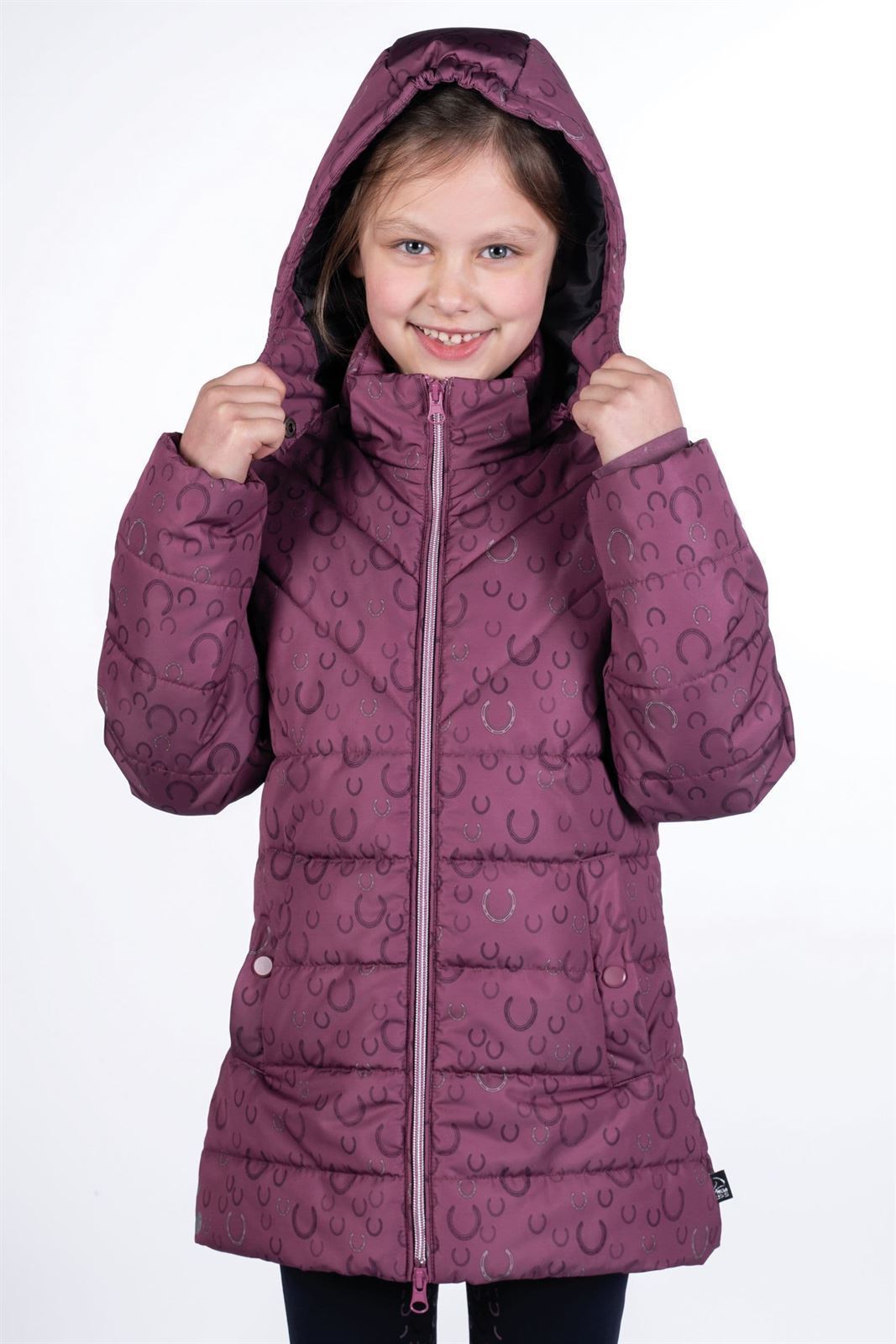 Chaquetón acolchado HKM Sports Equipment Alva niña color lila herraduras TALLA 128 (6-7 años) - Imagen 6