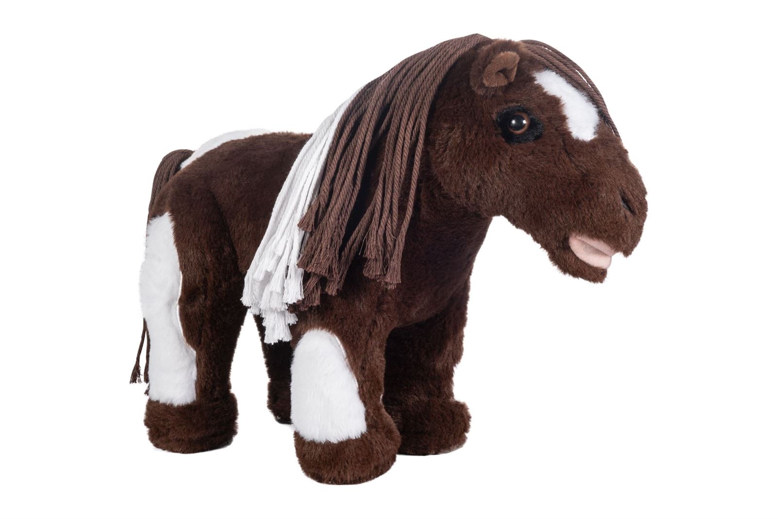 CUDDLE PONY Caballo peluche HKM Sports Equipment pinto marrón/blanco - Imagen 1