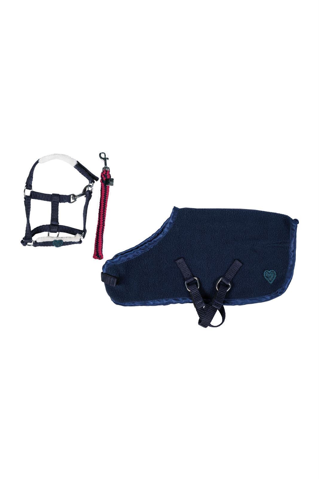 CUDDLE PONY Set accesorios HKM Sports Equipment Manta, cabezada y ramal, color azul marino - Imagen 1