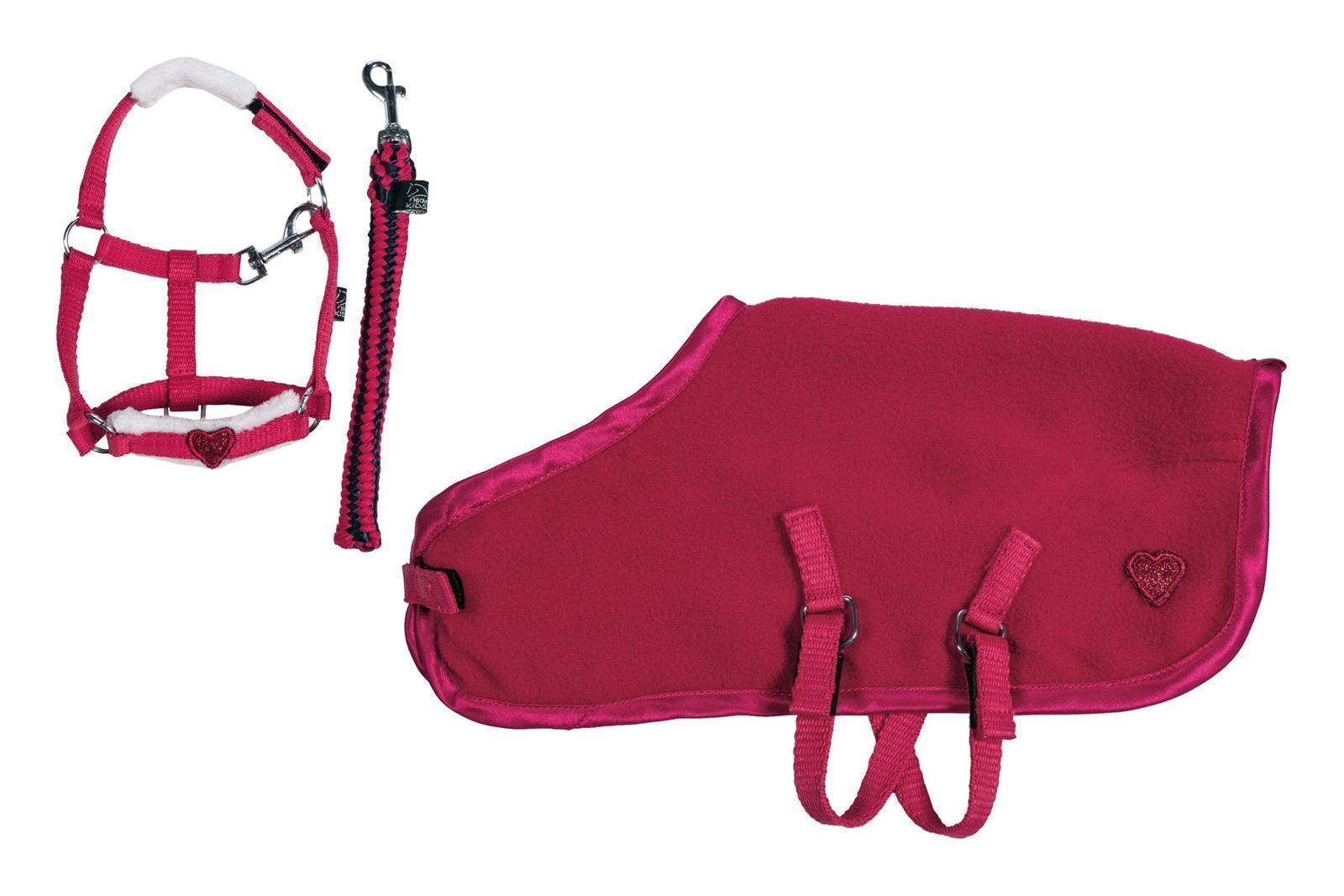 CUDDLE PONY Set accesorios HKM Sports Equipment Manta, cabezada y ramal, color rosa fucsia - Imagen 1