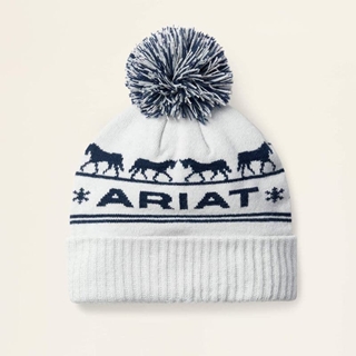 Gorro ARIAT Apres Ski Beanie color hielo/azul marino y pompón - Imagen 1