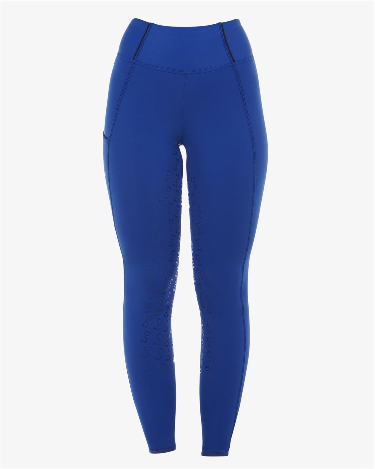 Legging EQUESTRO mujer, grip en culera color azul royal/negro - Imagen 2