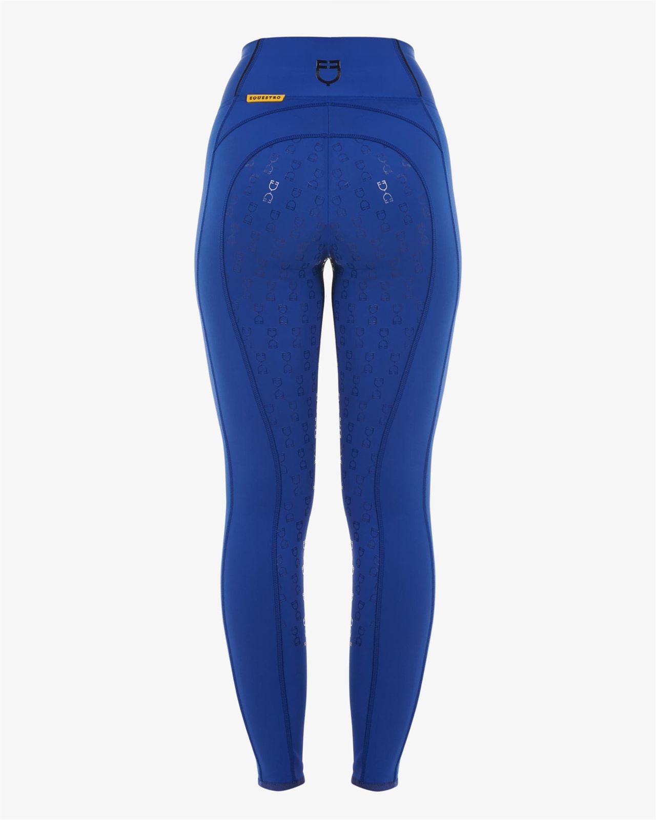 Legging EQUESTRO mujer, grip en culera color azul royal/negro - Imagen 3