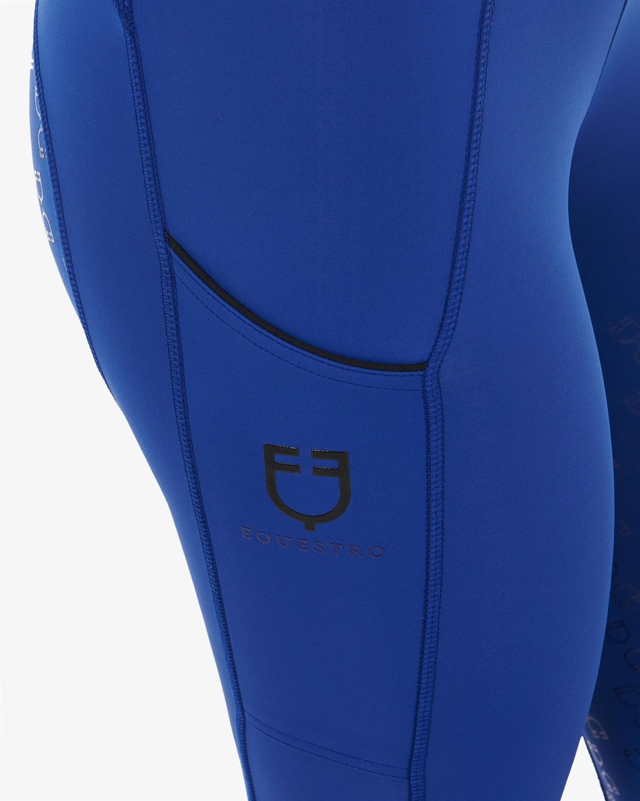 Legging EQUESTRO mujer, grip en culera color azul royal/negro - Imagen 4