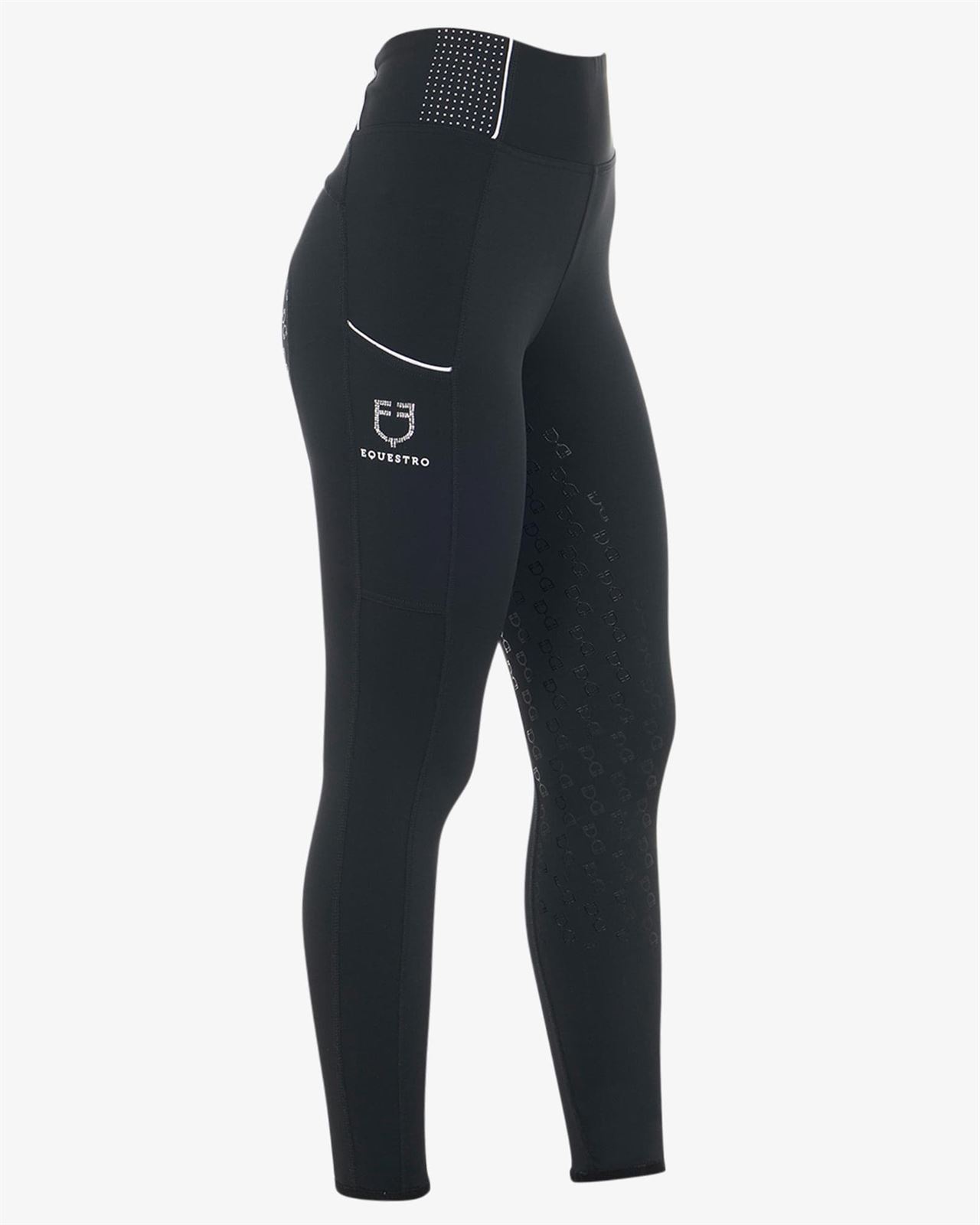 Legging EQUESTRO mujer, grip en culera color negro cristales TALLA S - Imagen 1