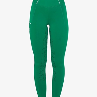 Legging EQUESTRO mujer, grip en culera color verde/blanco - Imagen 2