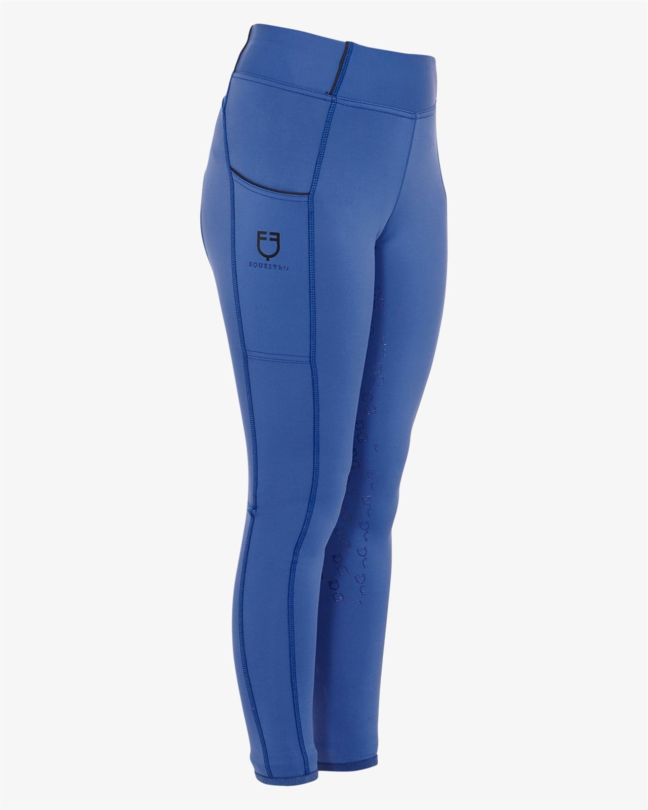 Legging EQUESTRO niña, grip en culera color azul royal/negro - Imagen 1