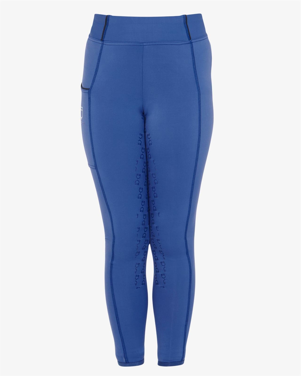 Legging EQUESTRO niña, grip en culera color azul royal/negro - Imagen 2