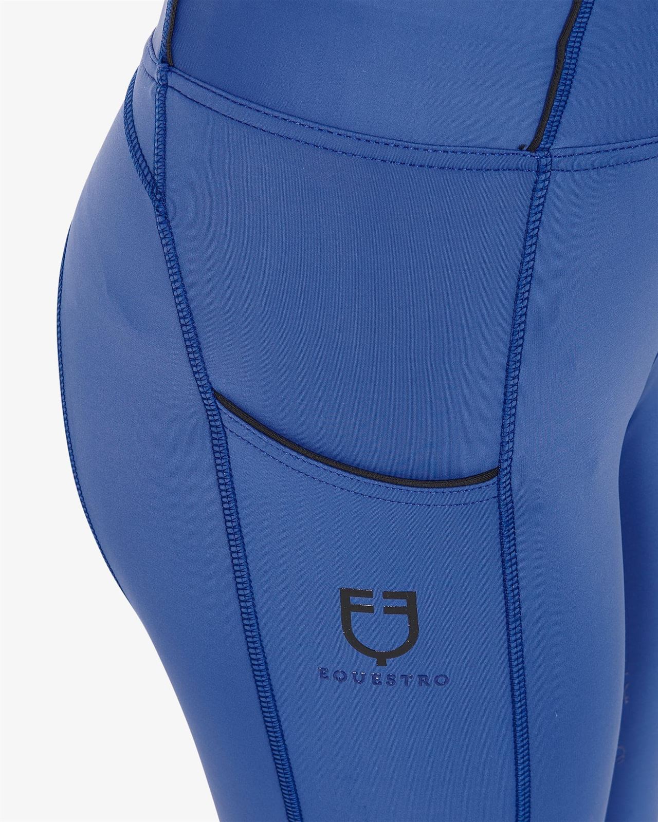 Legging EQUESTRO niña, grip en culera color azul royal/negro - Imagen 4