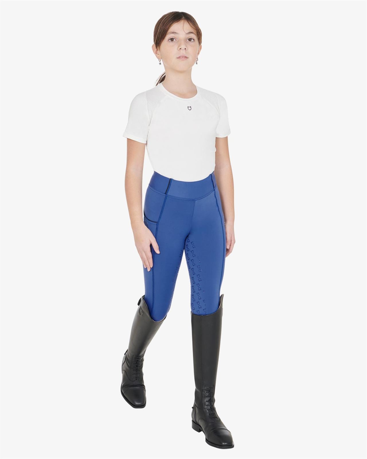 Legging EQUESTRO niña, grip en culera color azul royal/negro - Imagen 6