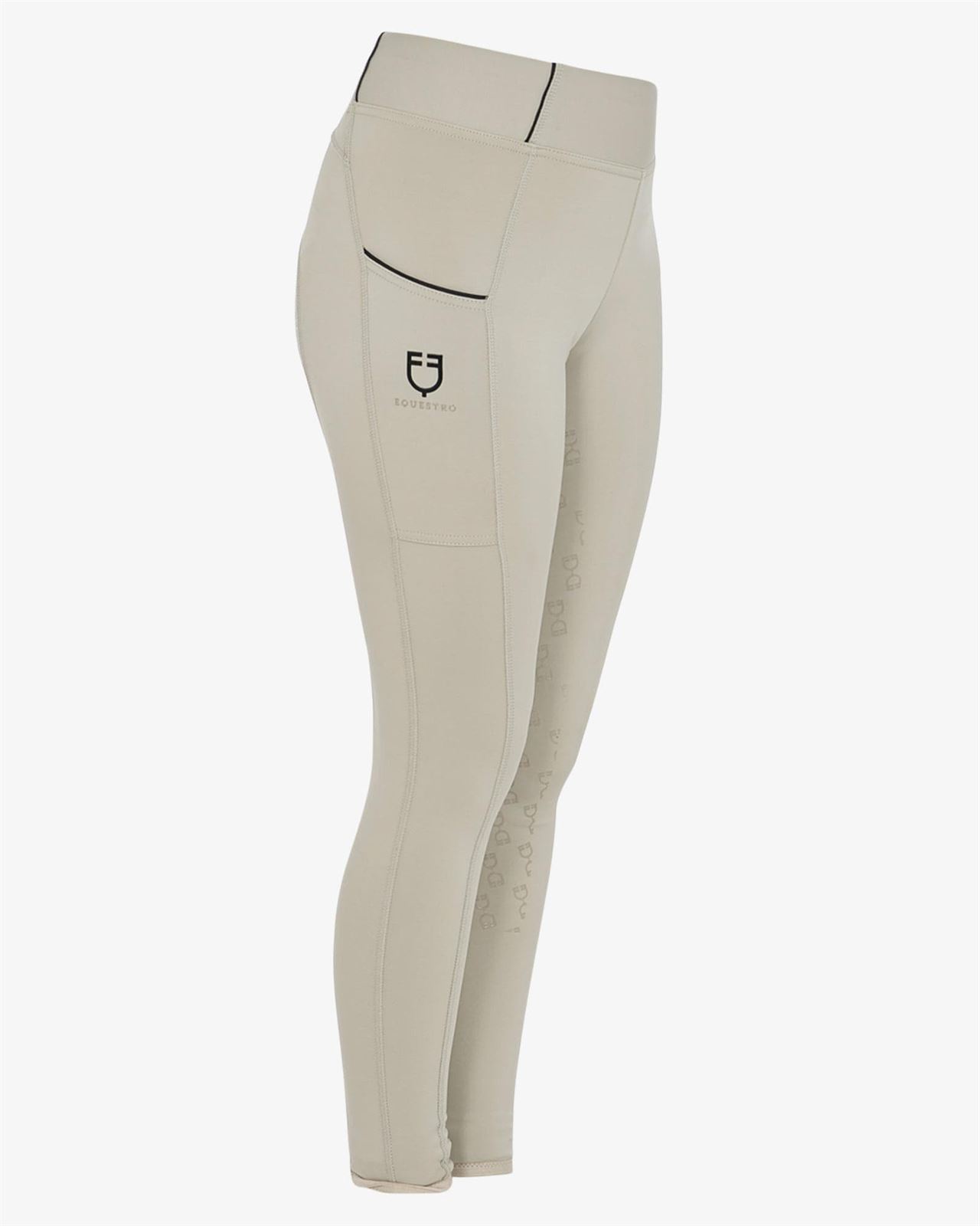 Legging EQUESTRO niña, grip en culera color beige/negro - Imagen 1