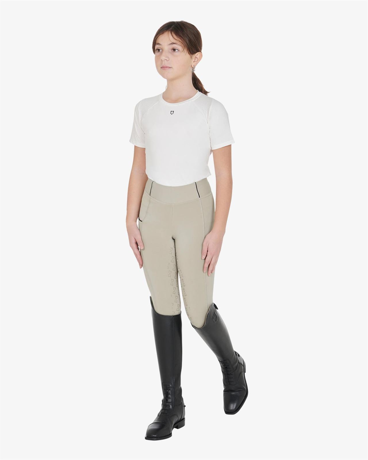 Legging EQUESTRO niña, grip en culera color beige/negro - Imagen 5