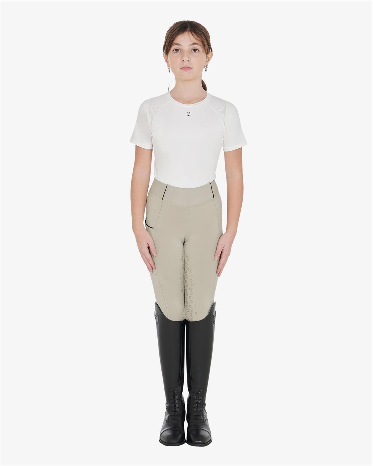 Legging EQUESTRO niña, grip en culera color beige/negro - Imagen 6