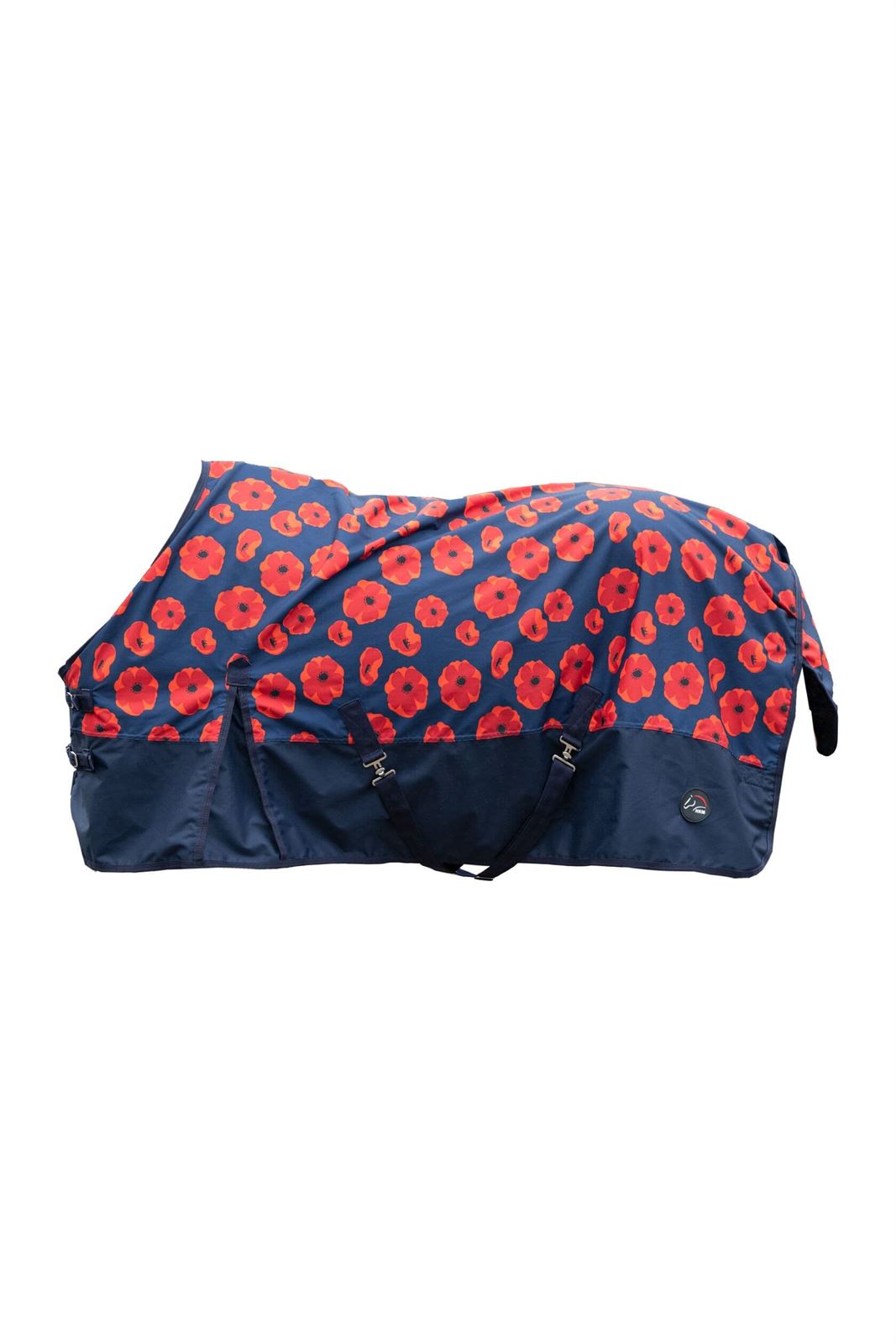 Manta HKM Sports Equipment Poppy impermeable cuello alto estampado poppys 100 gr de relleno TALLA 135 - Imagen 1