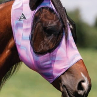 Máscara antimoscas PROFESSIONAL´S CHOICE comfort fit, con orejas, geométrico rosa/azul, talla FULL - Imagen 1