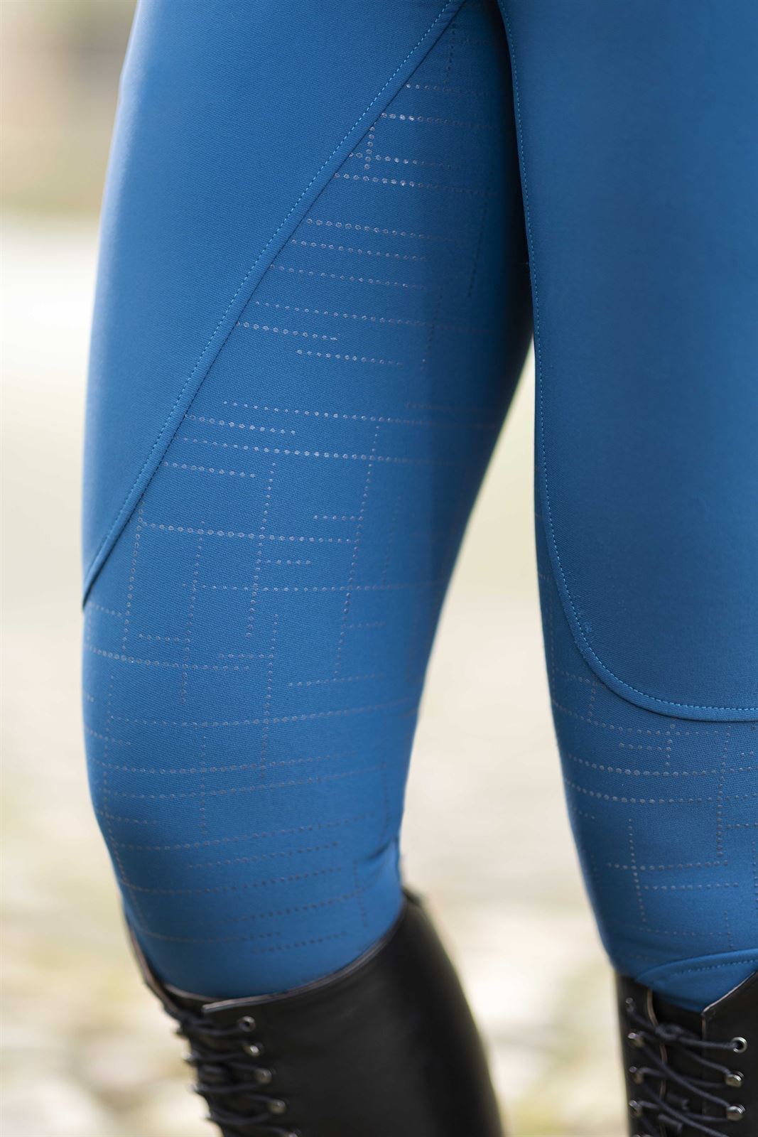Pantalón mujer HKM Sports Equipment Port royal azul culera grip tejido grueso termoaislante TALLA 34 - Imagen 9