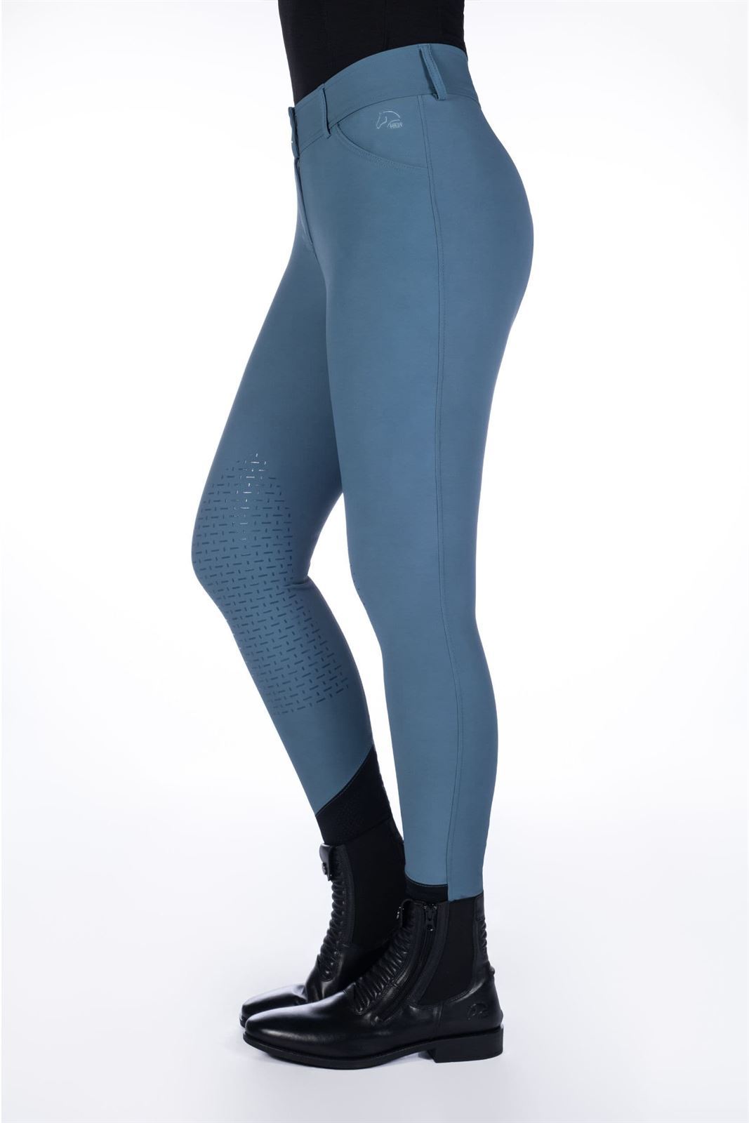 Pantalón mujer HKM Sports Equipment Tampa rodilla silicona, color azul vaquero - Imagen 1