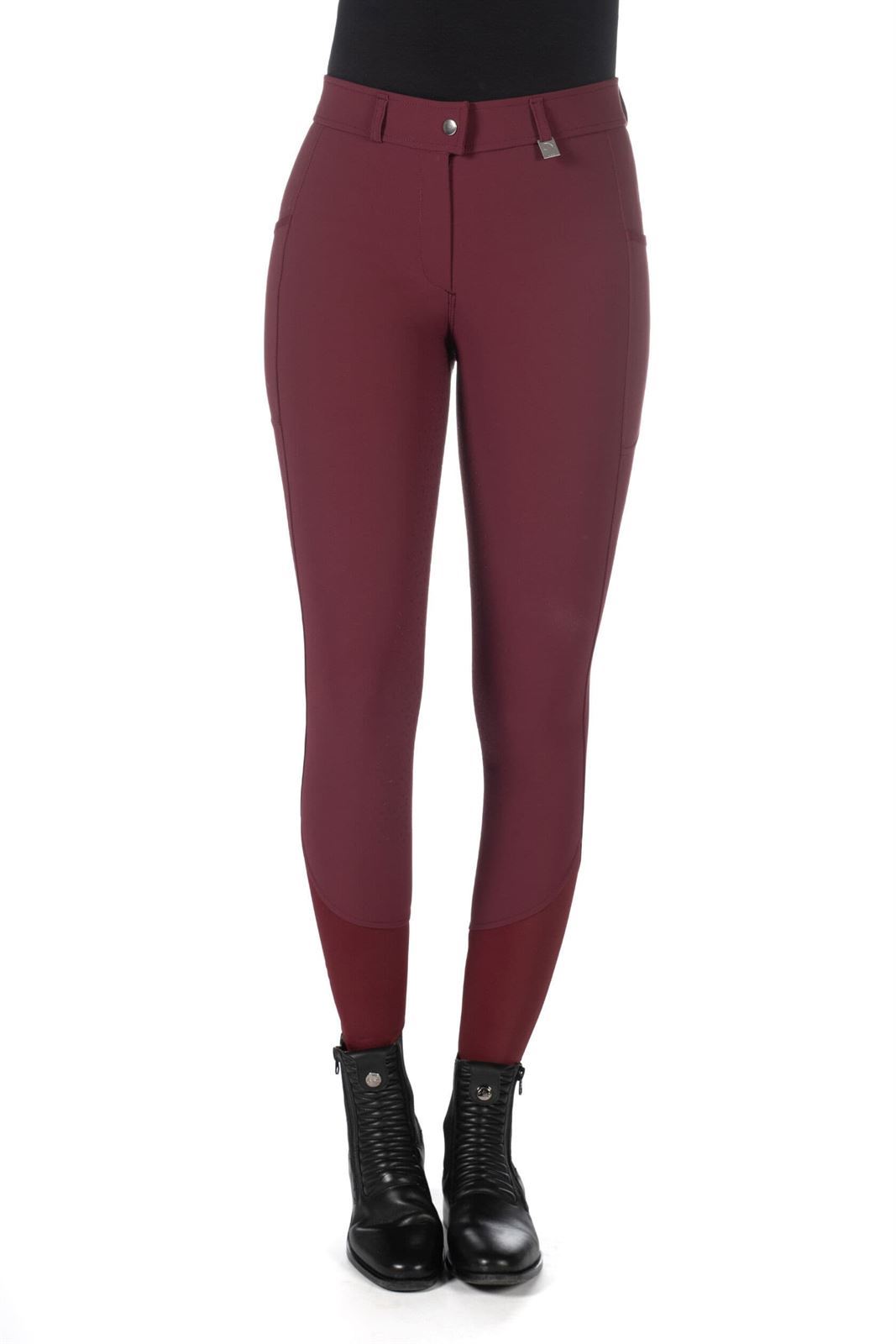 Pantalón mujer LAURIA GARRELLI HKM Sports Equipment Livigno culera de grip, color granate - Imagen 3