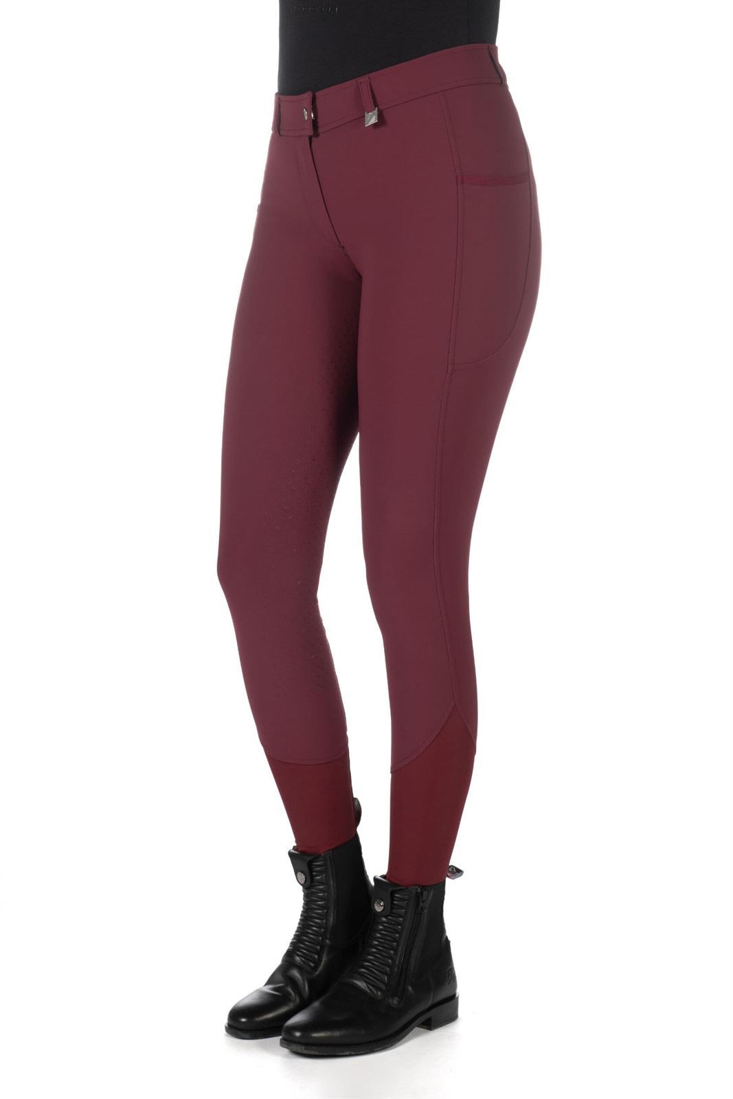 Pantalón mujer LAURIA GARRELLI HKM Sports Equipment Livigno culera de grip, color granate - Imagen 4