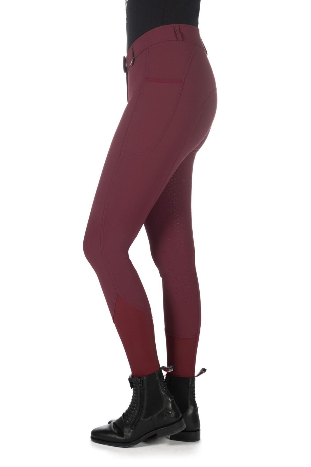 Pantalón mujer LAURIA GARRELLI HKM Sports Equipment Livigno culera de grip, color granate - Imagen 5