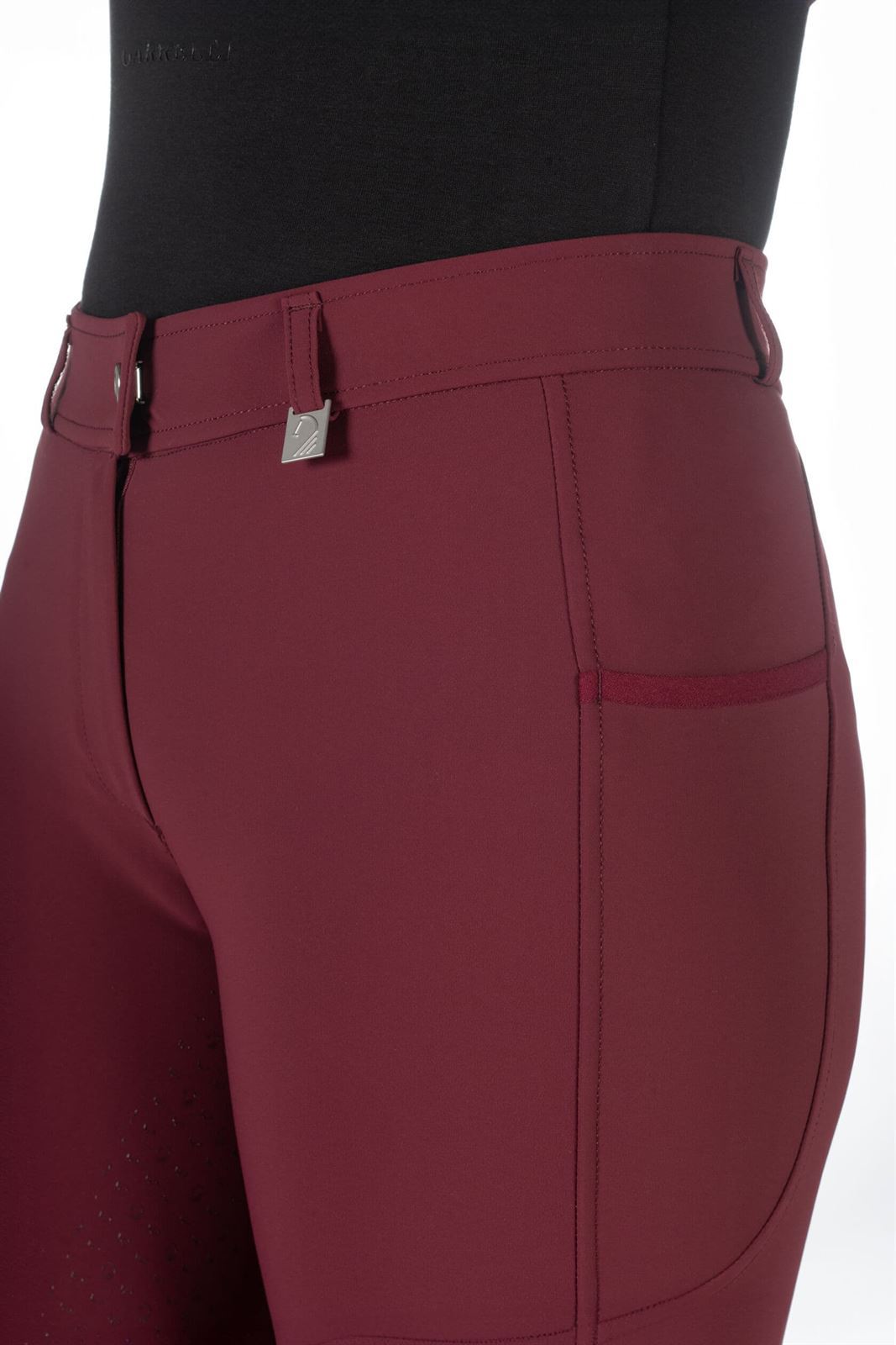 Pantalón mujer LAURIA GARRELLI HKM Sports Equipment Livigno culera de grip, color granate - Imagen 8