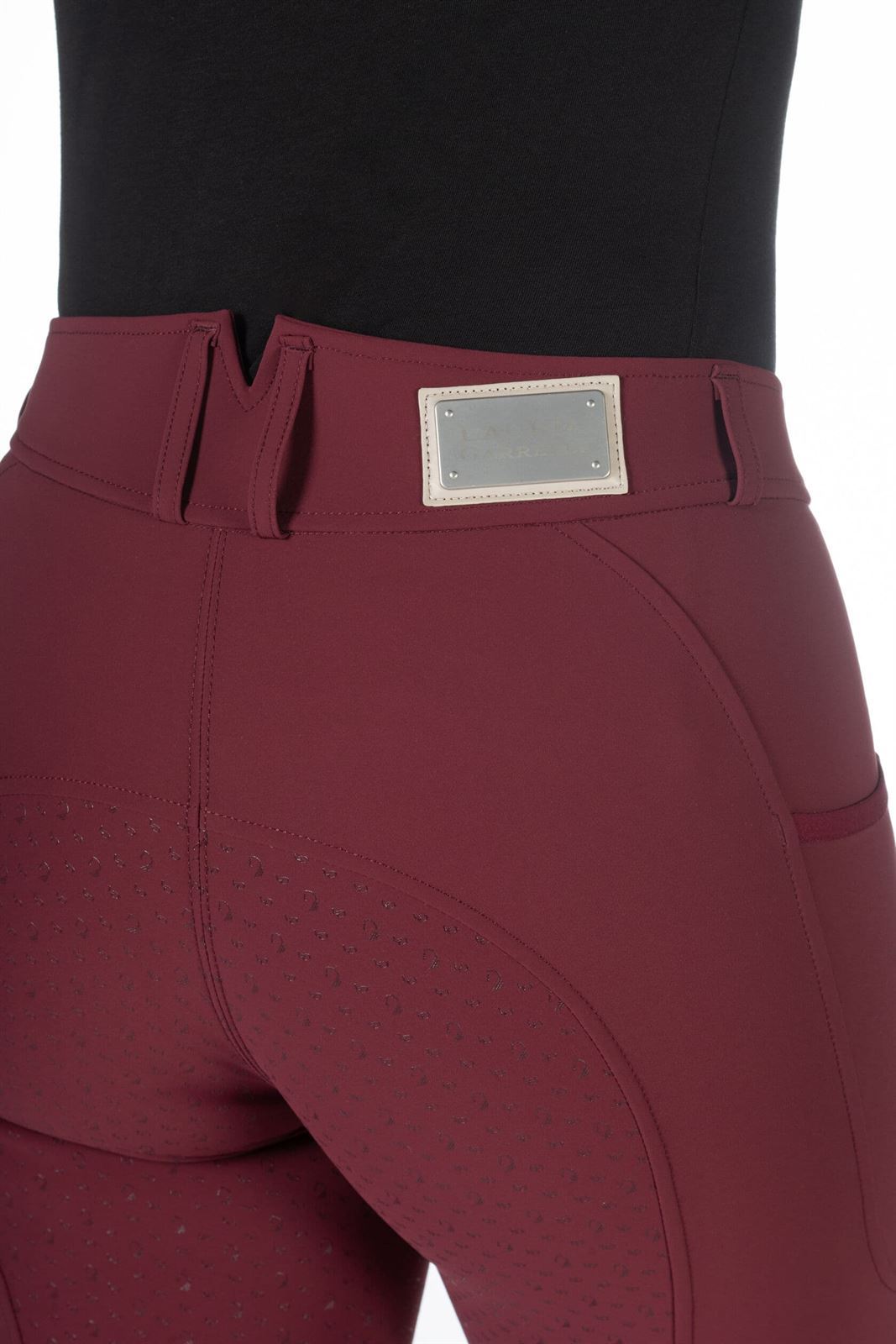 Pantalón mujer LAURIA GARRELLI HKM Sports Equipment Livigno culera de grip, color granate - Imagen 10