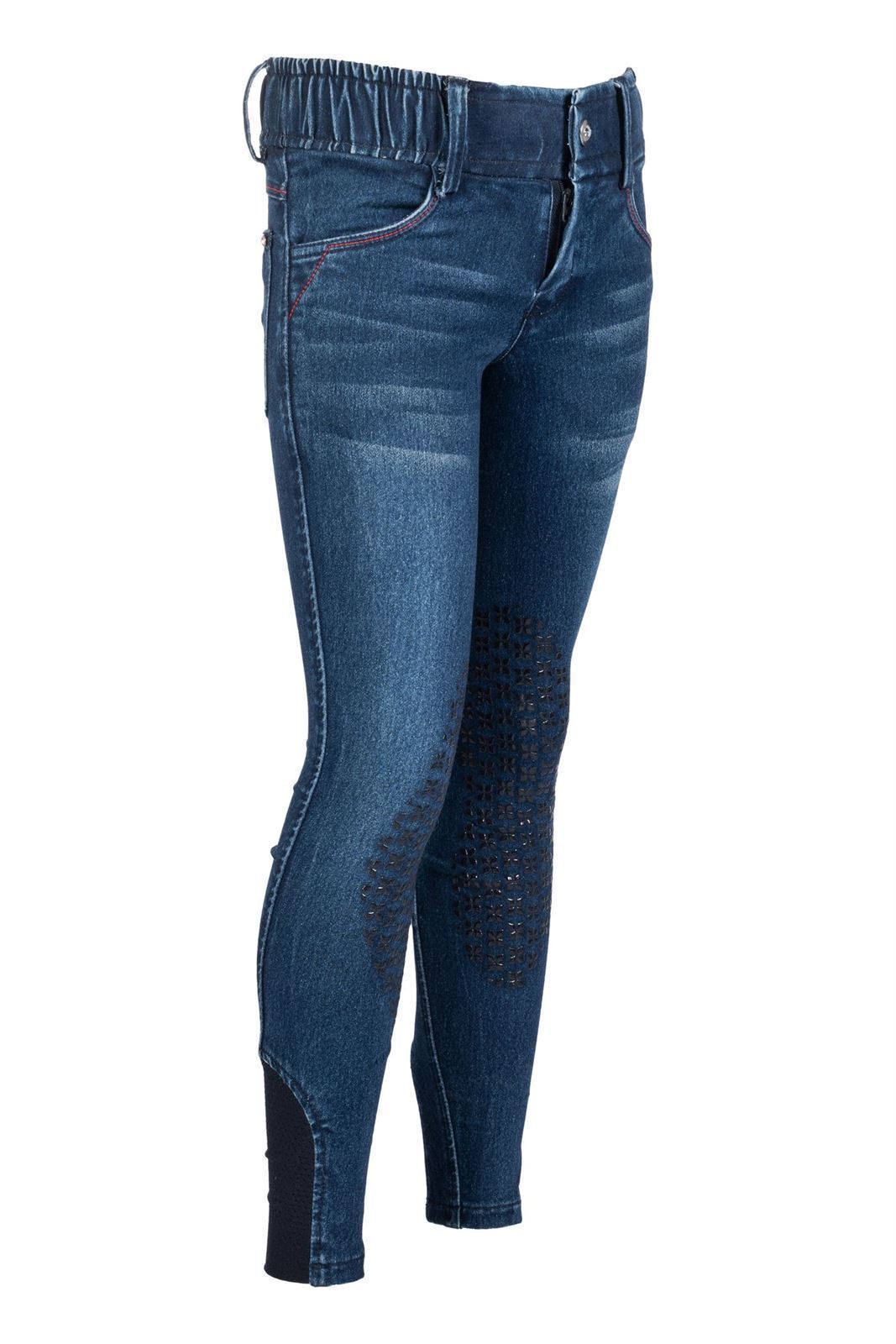 Pantalón niña HKM Sports Equipment Aymee Denim vaquero grip rodilla TALLA 6-7 AÑOS - Imagen 1