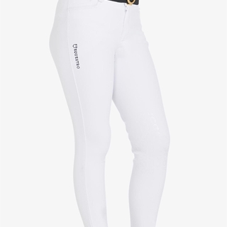 Pantalón unisex EQUESTRO color blanco, grip rodilla, tejido grueso, tallaje infantil - Imagen 2