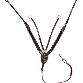 Pechopetral HKM Sports Equipment con martingala de cuero con elástico color marrón, TALLA COB - Imagen 2