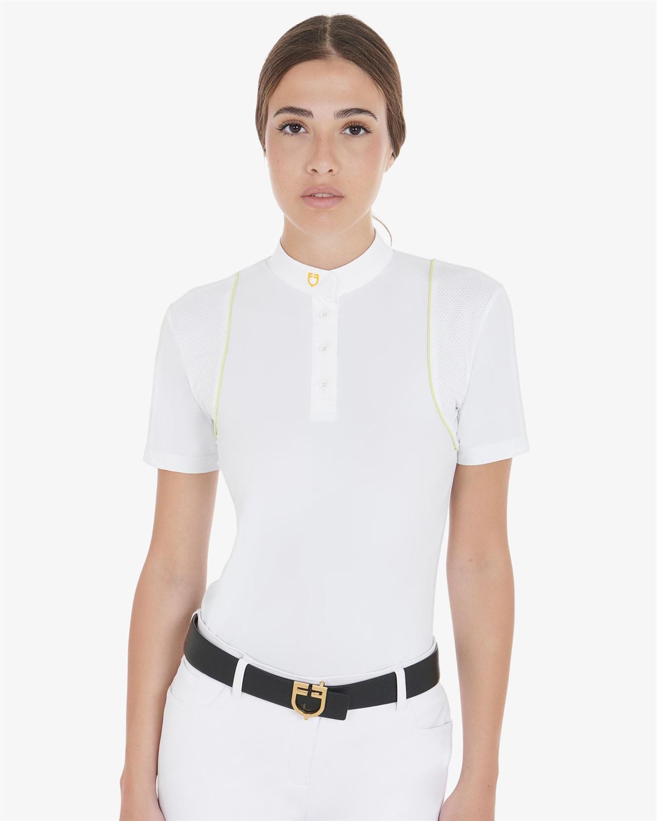 Polo concurso mujer EQUESTRO color blanco vivo lima TALLA XS - Imagen 1