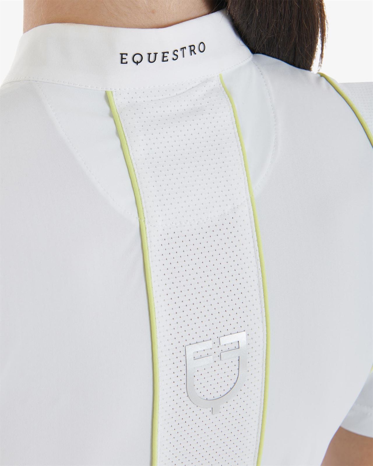 Polo concurso mujer EQUESTRO color blanco vivo lima TALLA XS - Imagen 2