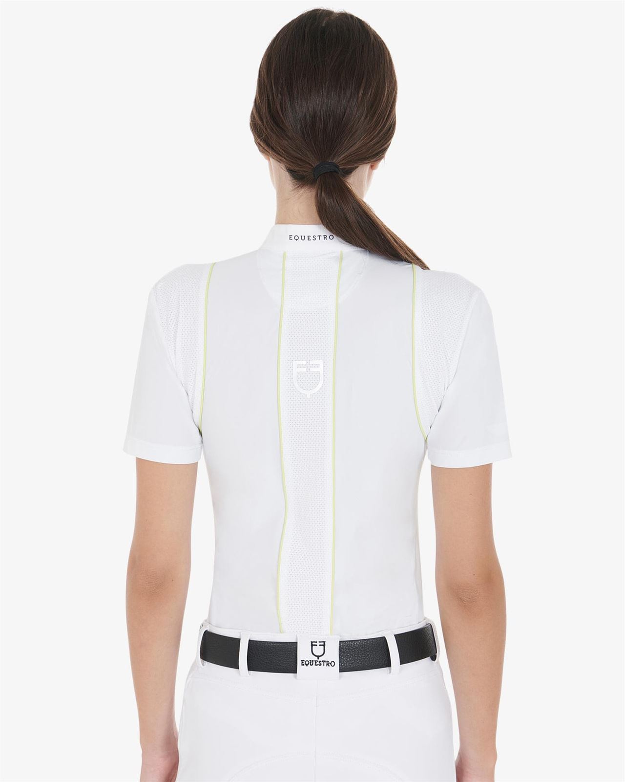 Polo concurso mujer EQUESTRO color blanco vivo lima TALLA XS - Imagen 3