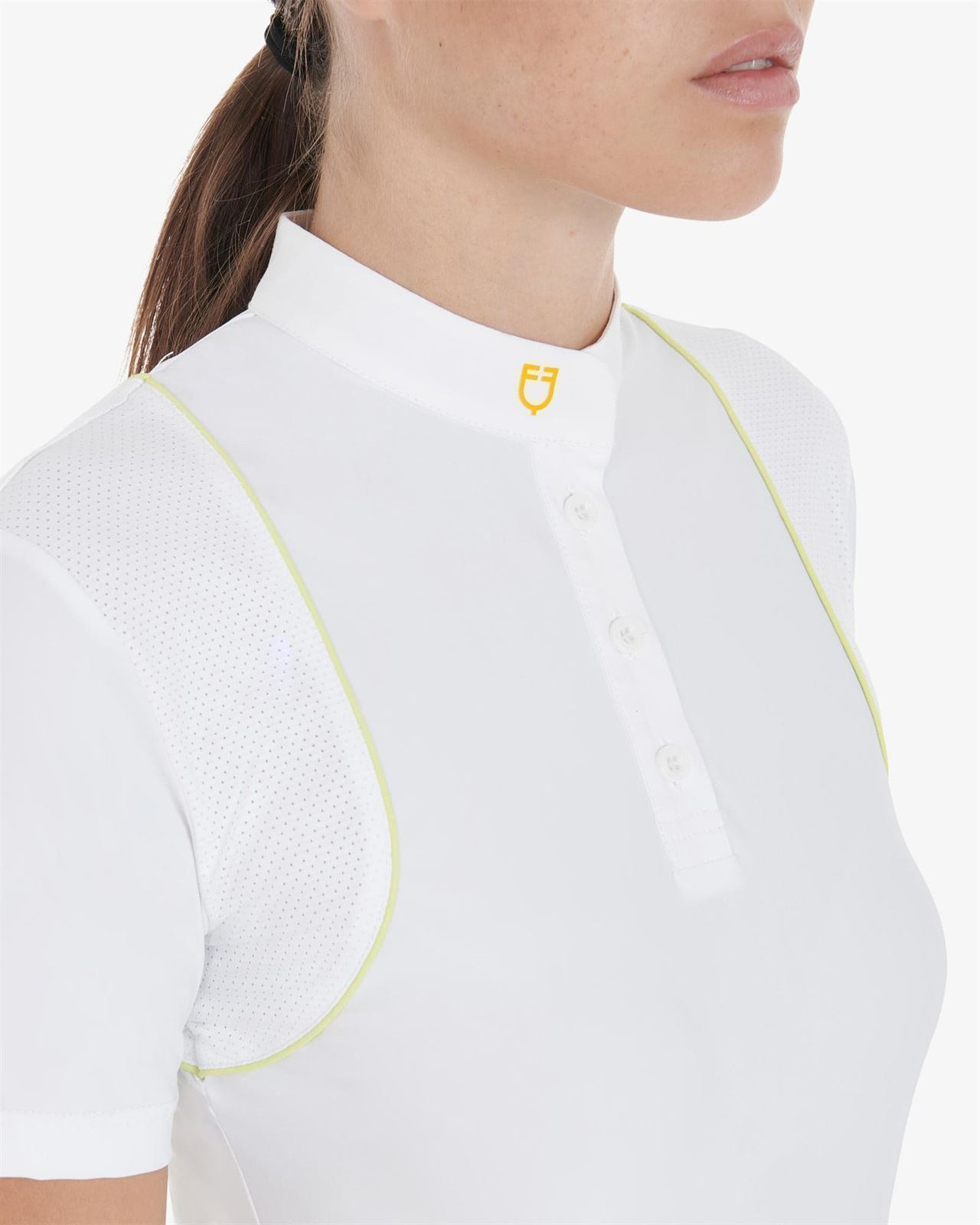 Polo concurso mujer EQUESTRO color blanco vivo lima TALLA XS - Imagen 4