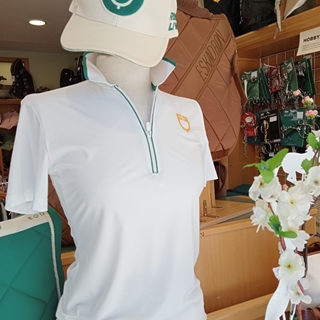 Polo mujer EQUESTRO color blanco vivo verde manga corta - Imagen 2
