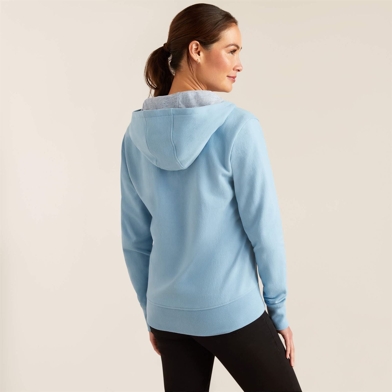 Sudadera ARIAT mujer cremallera logo vertical color azul claro TALLA M - Imagen 3