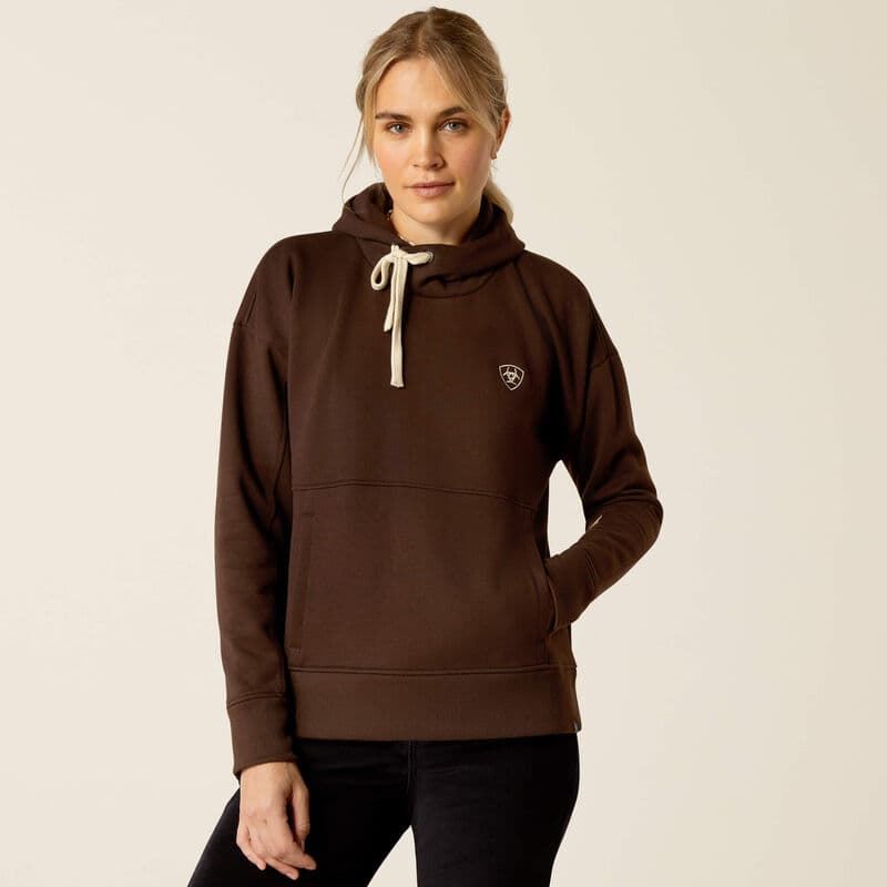 Sudadera ARIAT mujer logo manga y capucha color marrón chocolate - Imagen 4