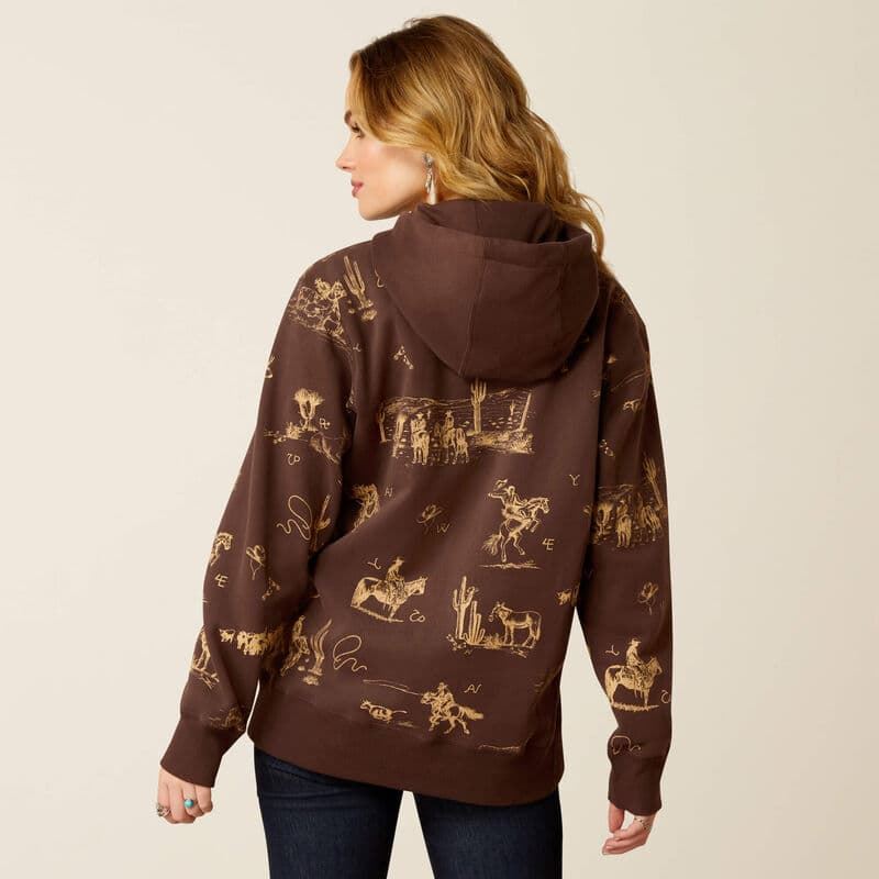 Sudadera ARIAT mujer Ranchin Hoodie estampado caballos TALLA S - Imagen 2