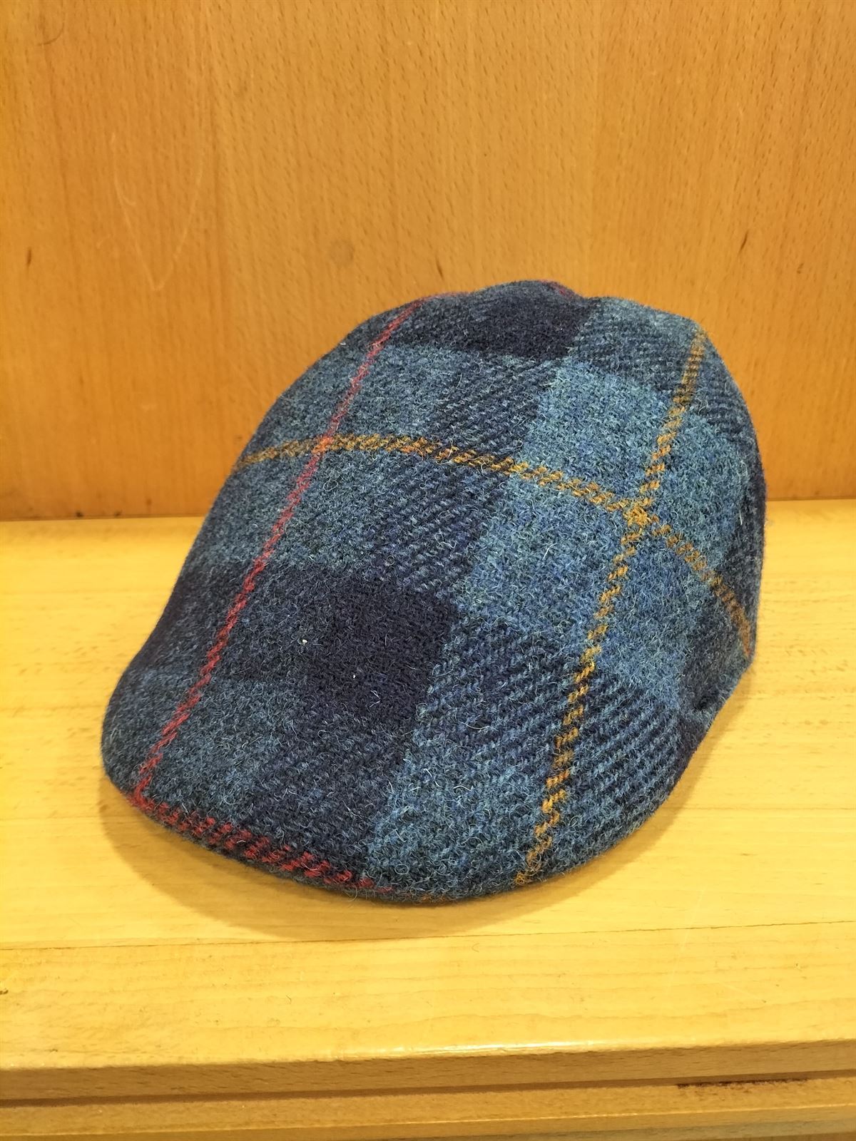 Visera BEIRETS de lana HARRIS TWEED, tartán azul marino - Imagen 1