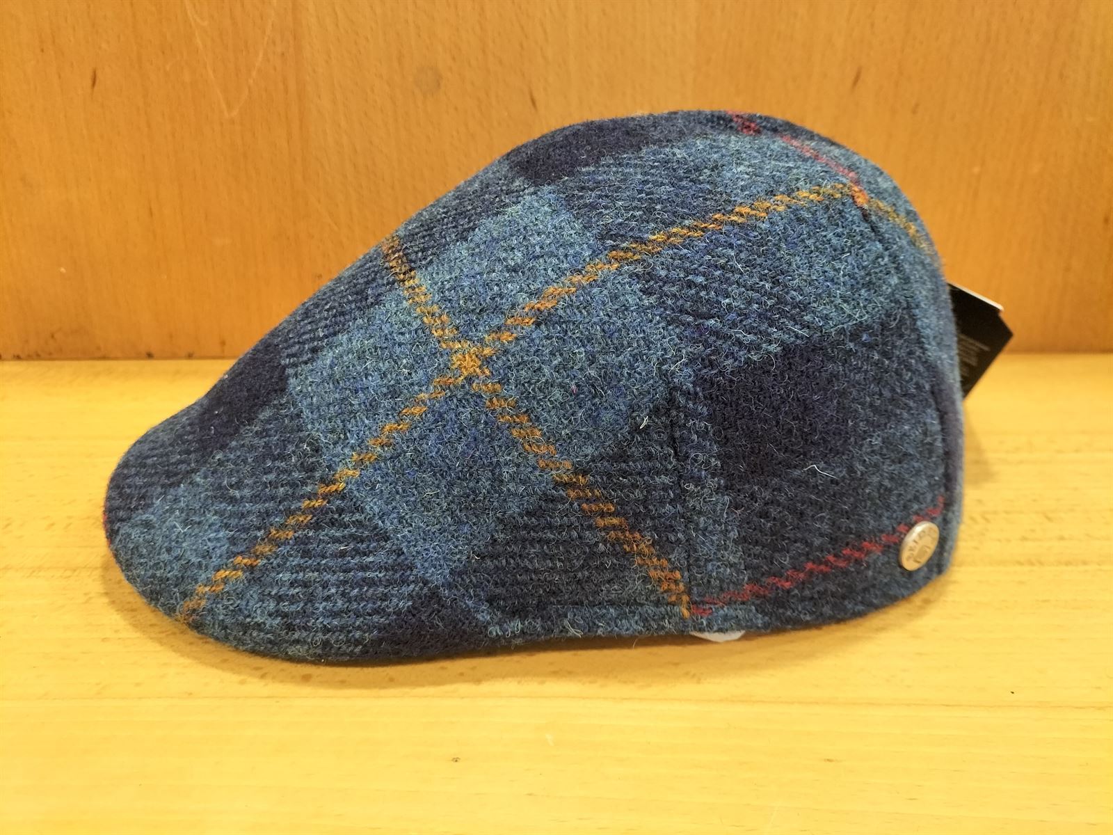 Visera BEIRETS de lana HARRIS TWEED, tartán azul marino - Imagen 2